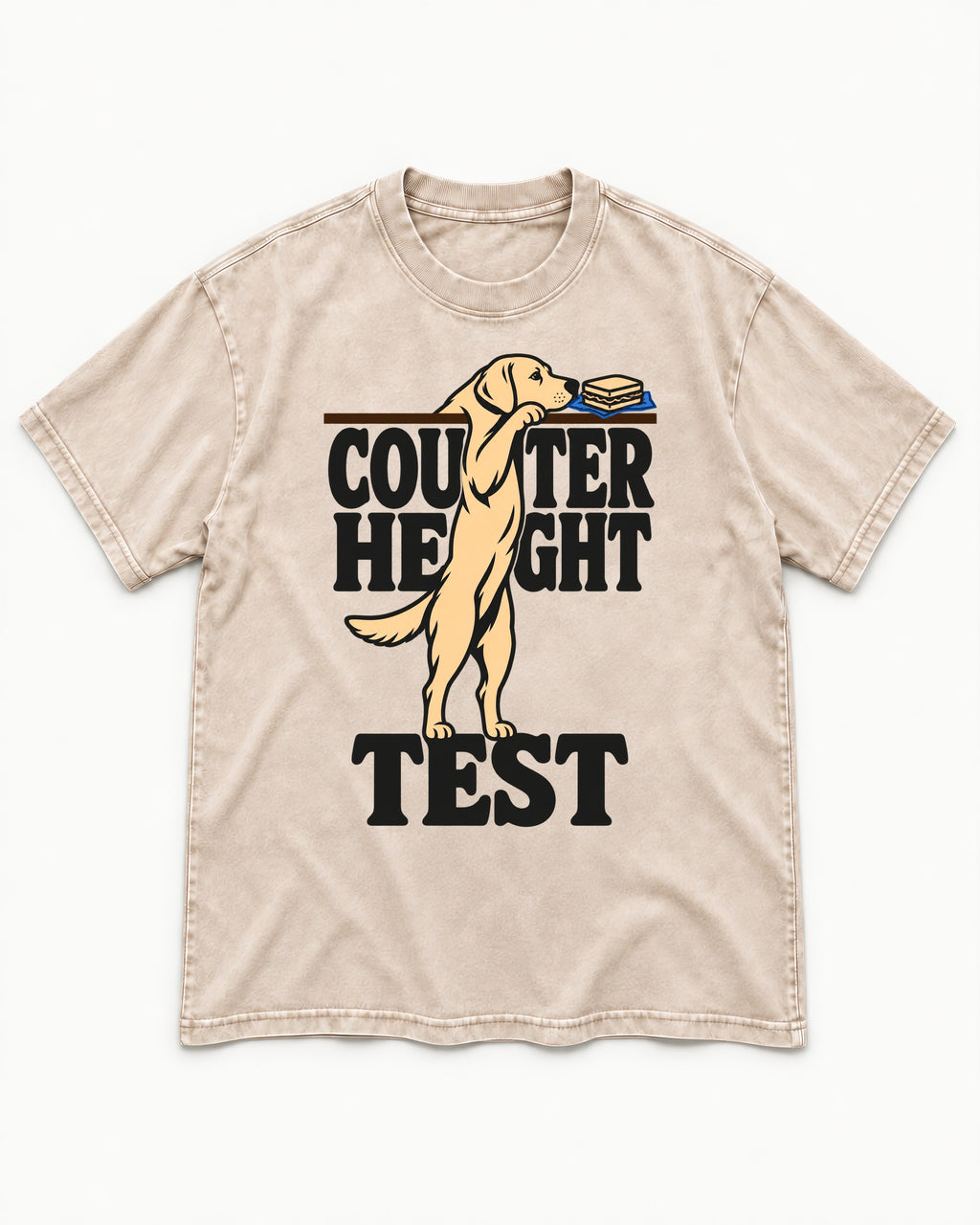 Labrador Retriever Counter Height Test Washed Tee in Apricot, flat lay product photo
