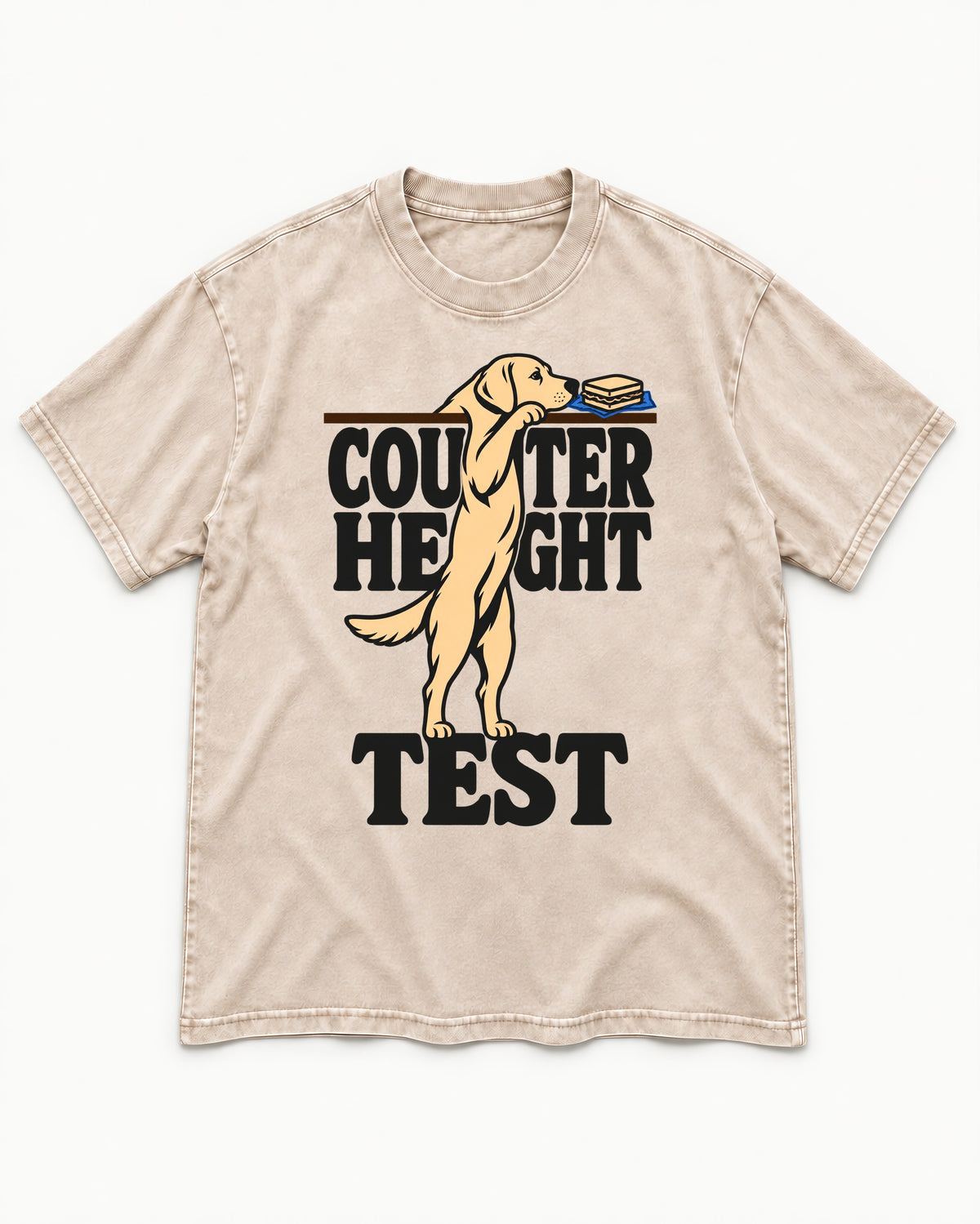 Labrador Retriever Counter Height Test Washed Tee in Apricot, flat lay product photo