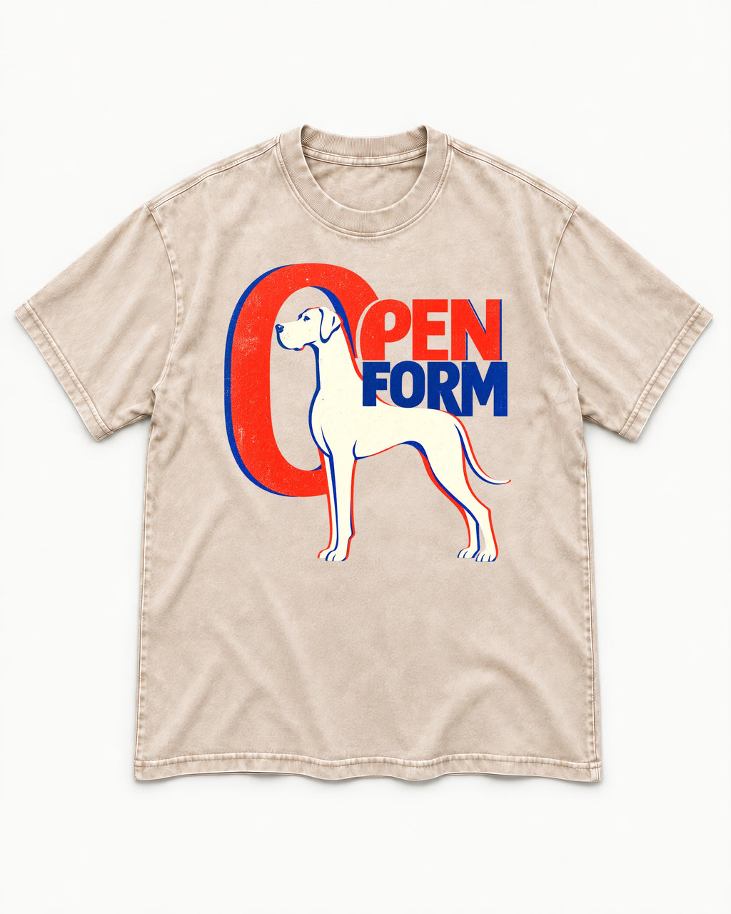 Open Form Great Dane Washed Tee in Apricot, flat lay product photo