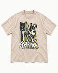 Not Here to Share Pitbull Washed Tee in Apricot, flat lay product photo