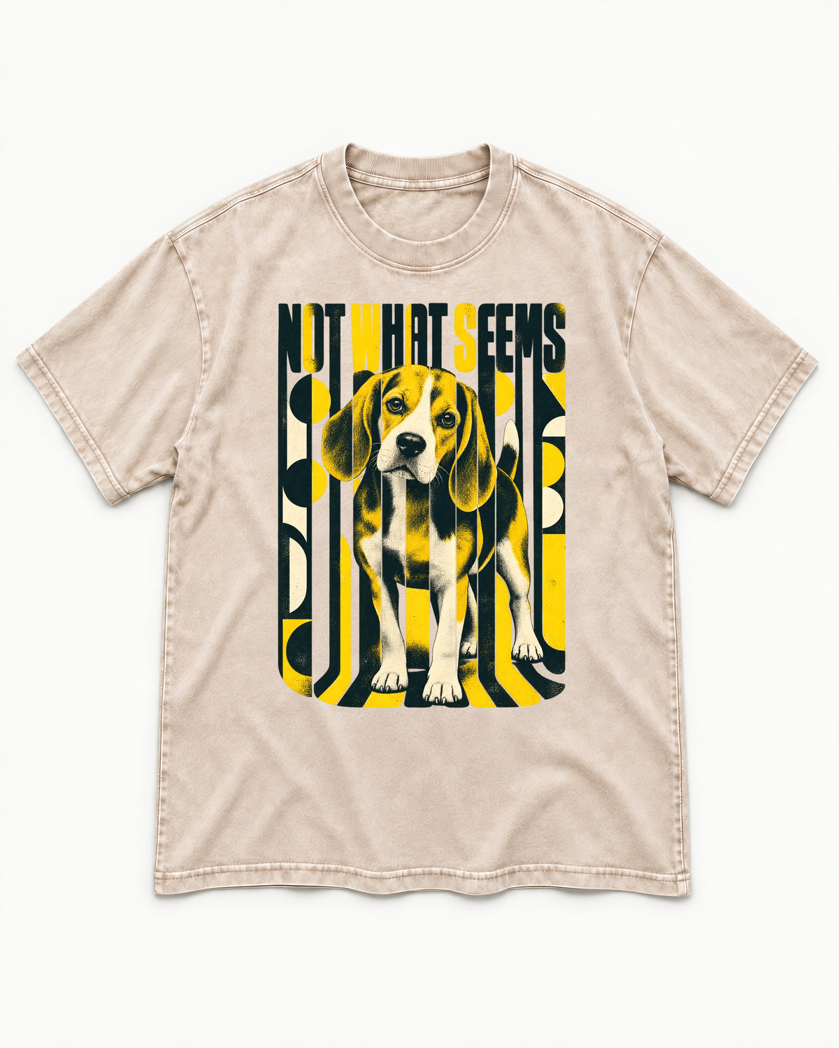 Not What It Seems Beagle Washed Tee in Apricot, flat lay product photo