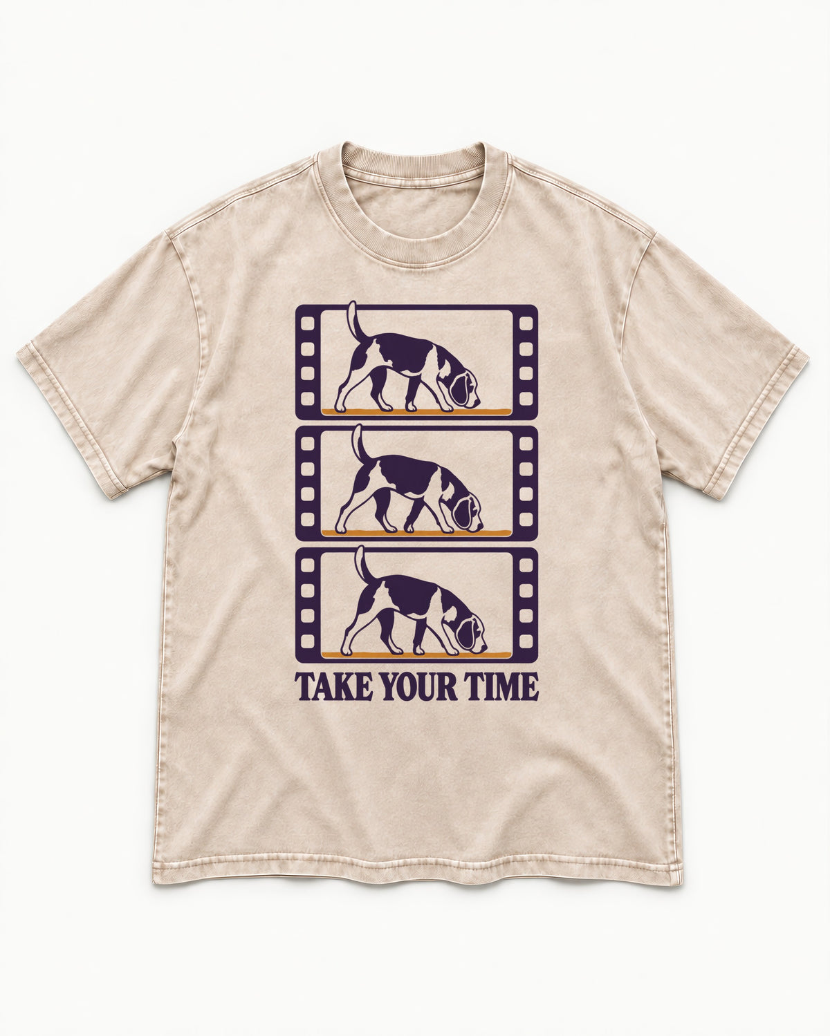Beagle Take Your Time Washed Tee in Apricot, flat lay product photo