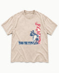 Frenchie Turn the Type Washed Tee in Apricot, flat lay product photo