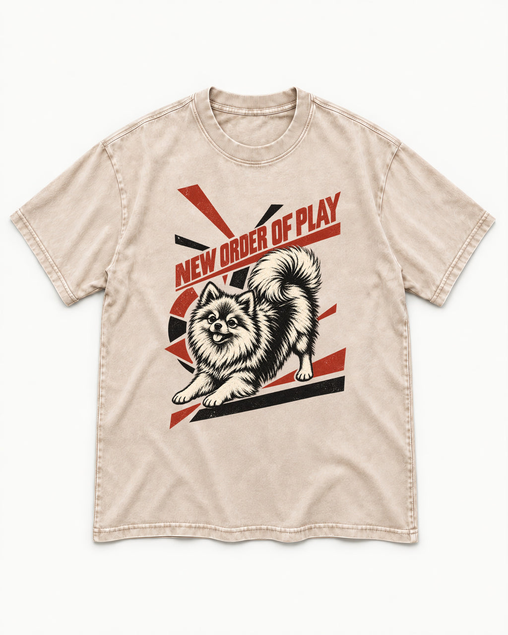 Pomeranian Order of Play Washed Tee in Apricot, flat lay product photo