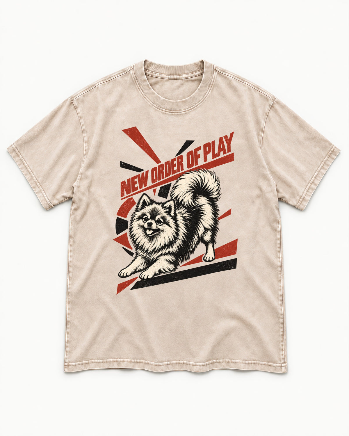 Pomeranian Order of Play Washed Tee in Apricot, flat lay product photo