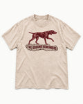 The Ground Remembers German Shorthaired Pointer Washed Tee in Apricot, flat lay product photo