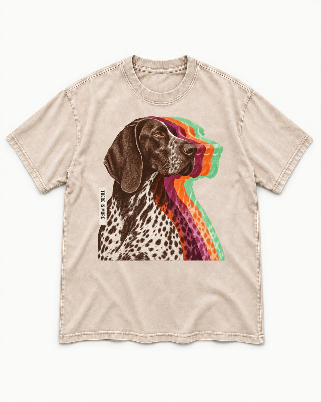 There Is More German Shorthaired Pointer Washed Tee in Apricot, flat lay product photo