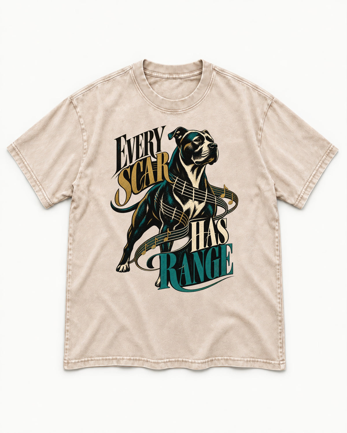 Every Pitbull Scar Has Range Washed Tee in Apricot, flat lay product photo