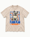 Frenchie Floor Plan Revised Washed Tee in Apricot, flat lay product photo