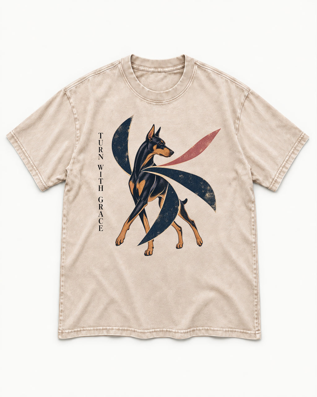 Turn with Doberman Grace Washed Tee in Apricot, flat lay product photo