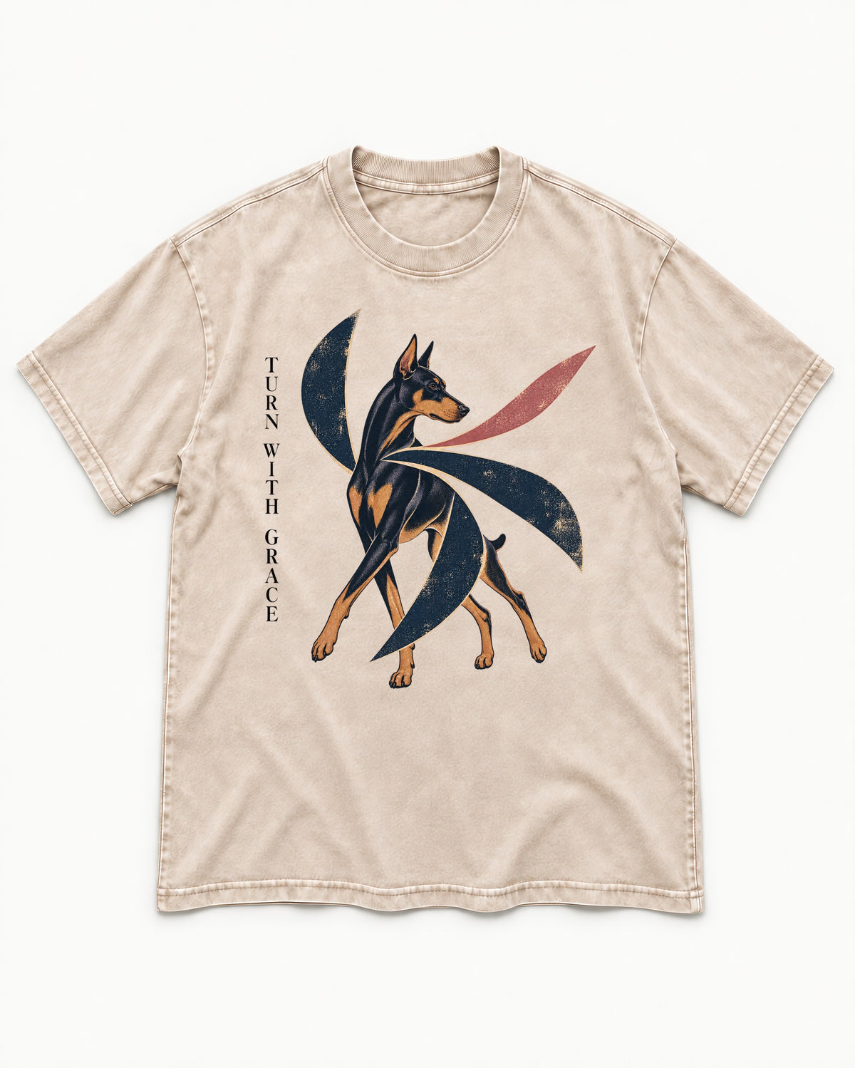 Turn with Doberman Grace Washed Tee in Apricot, flat lay product photo