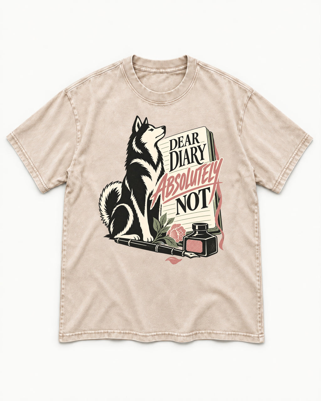 Husky Absolutely Not Washed Tee in Apricot, flat lay product photo