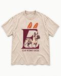 Frenchie Without Excess Washed Tee in Apricot, flat lay product photo
