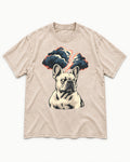 Frenchie Storm Warning Washed Tee in Apricot, flat lay product photo