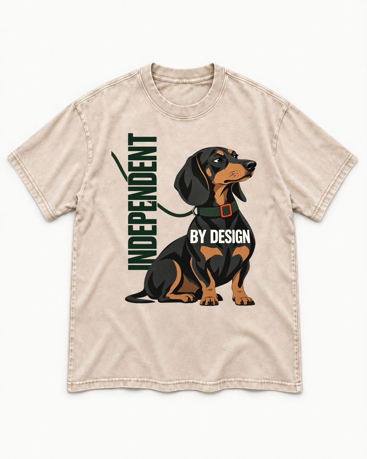 Independent Dachshund Washed Tee in Apricot, flat lay product photo