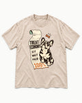 Sit Wait Paid Frenchie Washed Tee in Apricot, flat lay product photo