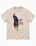Zip the Night Closed Dachshund Washed Tee in Apricot, flat lay product photo