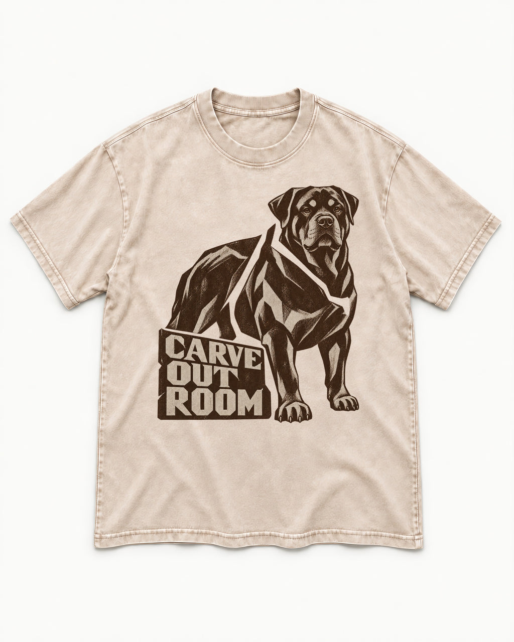 Carve Out Room for Rottweiler Washed Tee in Apricot, flat lay product photo