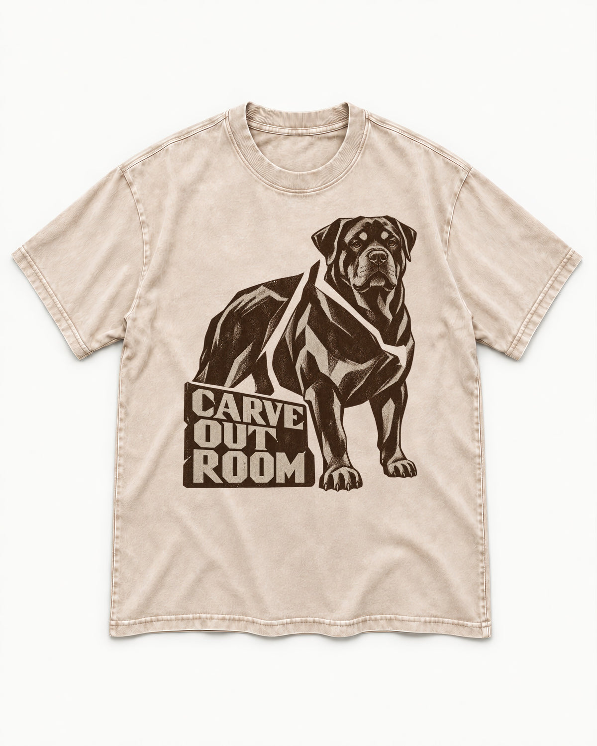 Carve Out Room for Rottweiler Washed Tee in Apricot, flat lay product photo