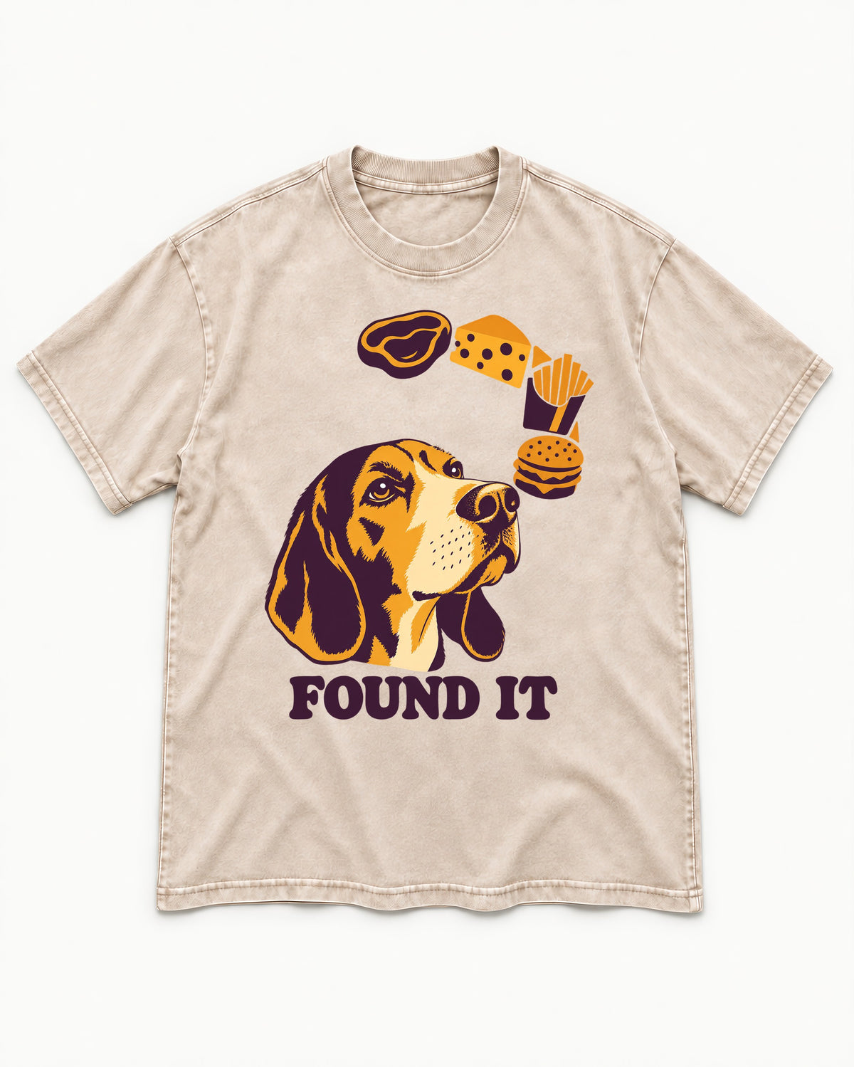 Beagle Found It Washed Tee in Apricot, flat lay product photo