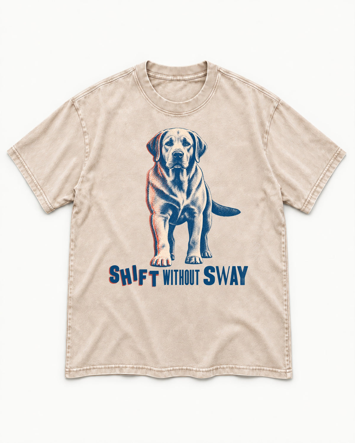 Shift Without Sway Labrador Retriever Washed Tee in Apricot, flat lay product photo