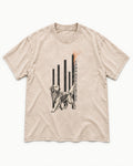 Undo One Stripe Golden Retriever Washed Tee in Apricot, flat lay product photo