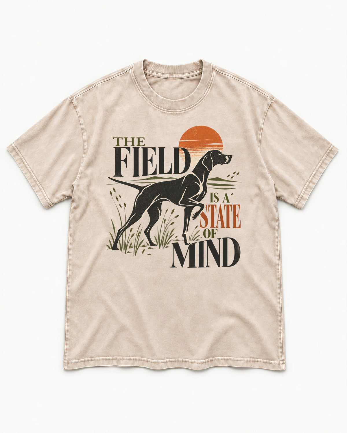 German Shorthaired Pointer Field State of Mind Washed Tee in Apricot, flat lay product photo