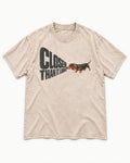 Dachshund Closer Than It Looks Washed Tee in Apricot, flat lay product photo
