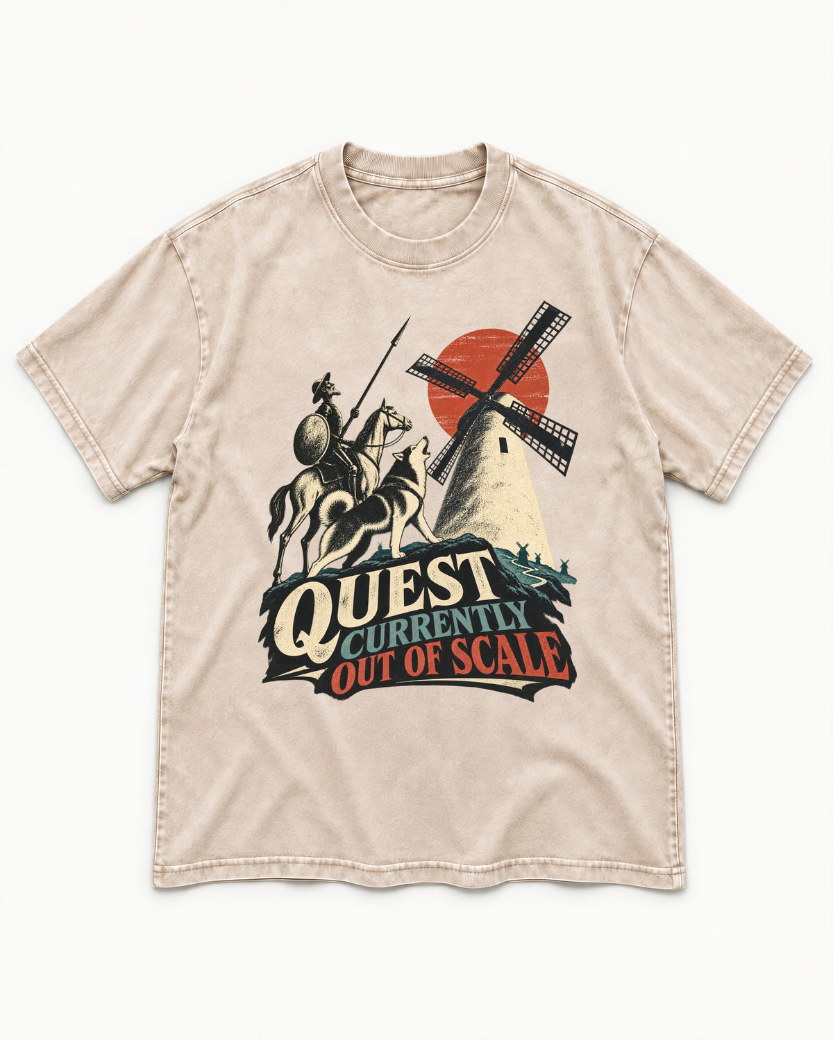 Husky Quest Out of Scale Washed Tee in Apricot, flat lay product photo