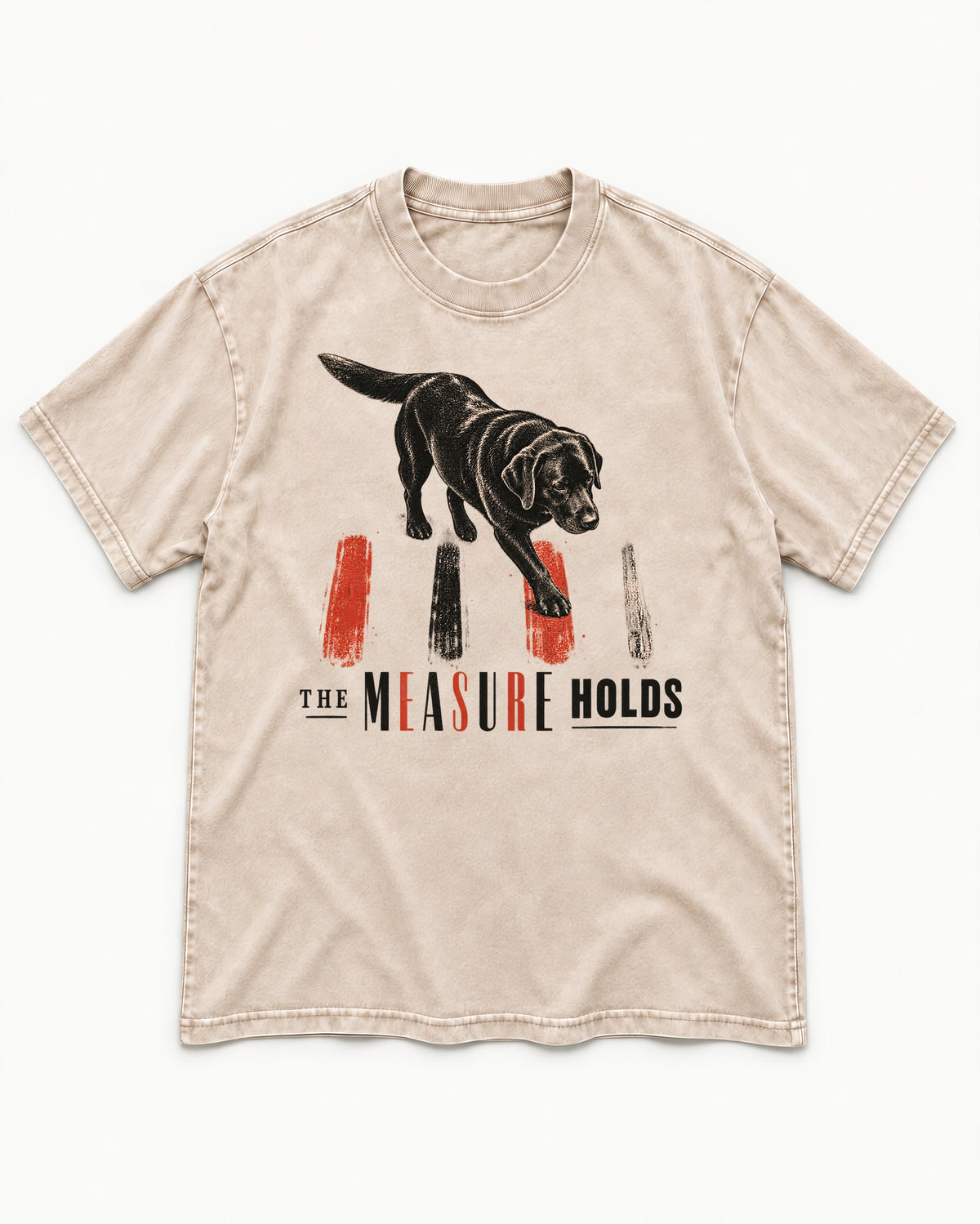 Labrador Retriever The Measure Holds Washed Tee in Apricot, flat lay product photo