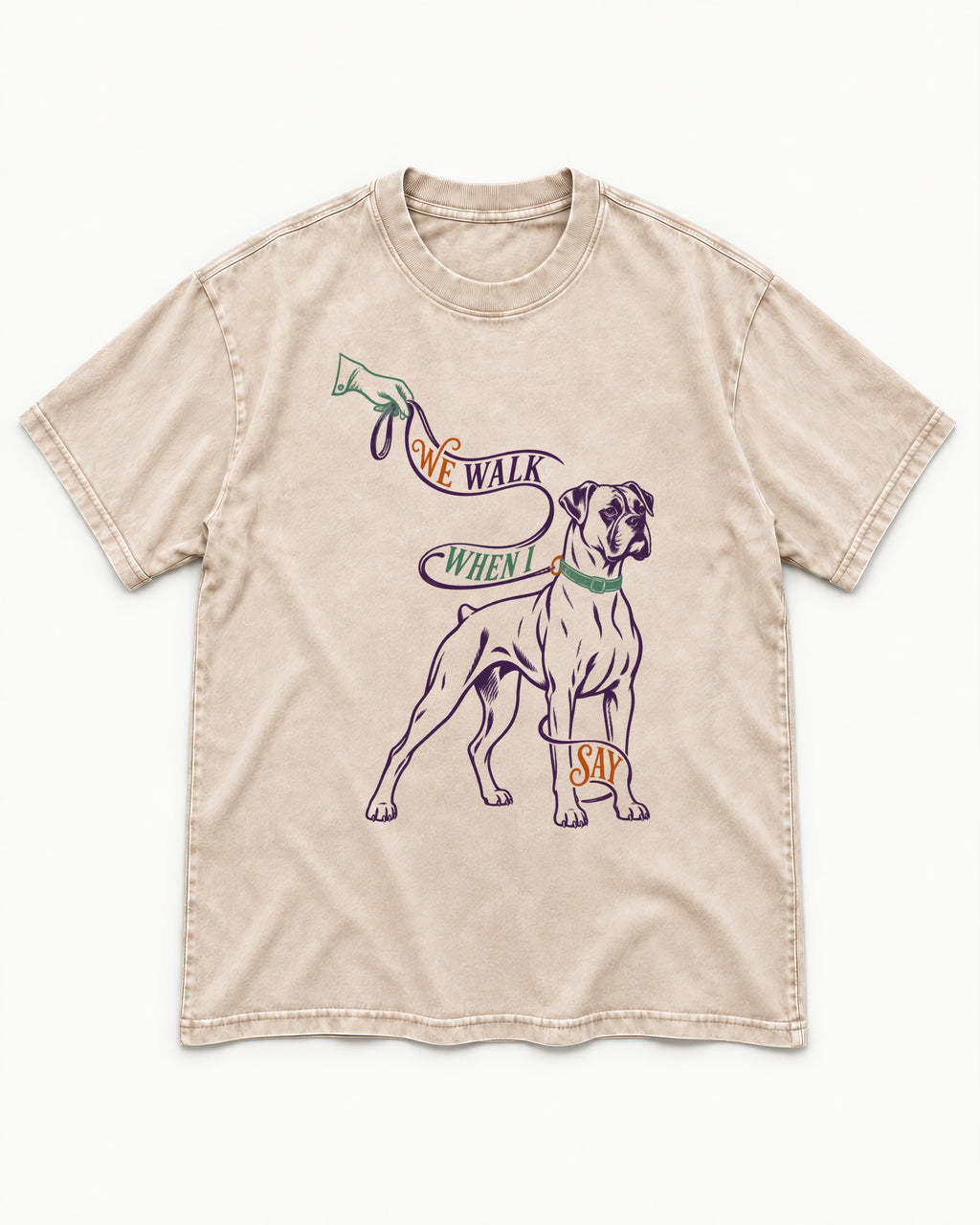 Boxer When I Say Washed Tee in Apricot, flat lay product photo