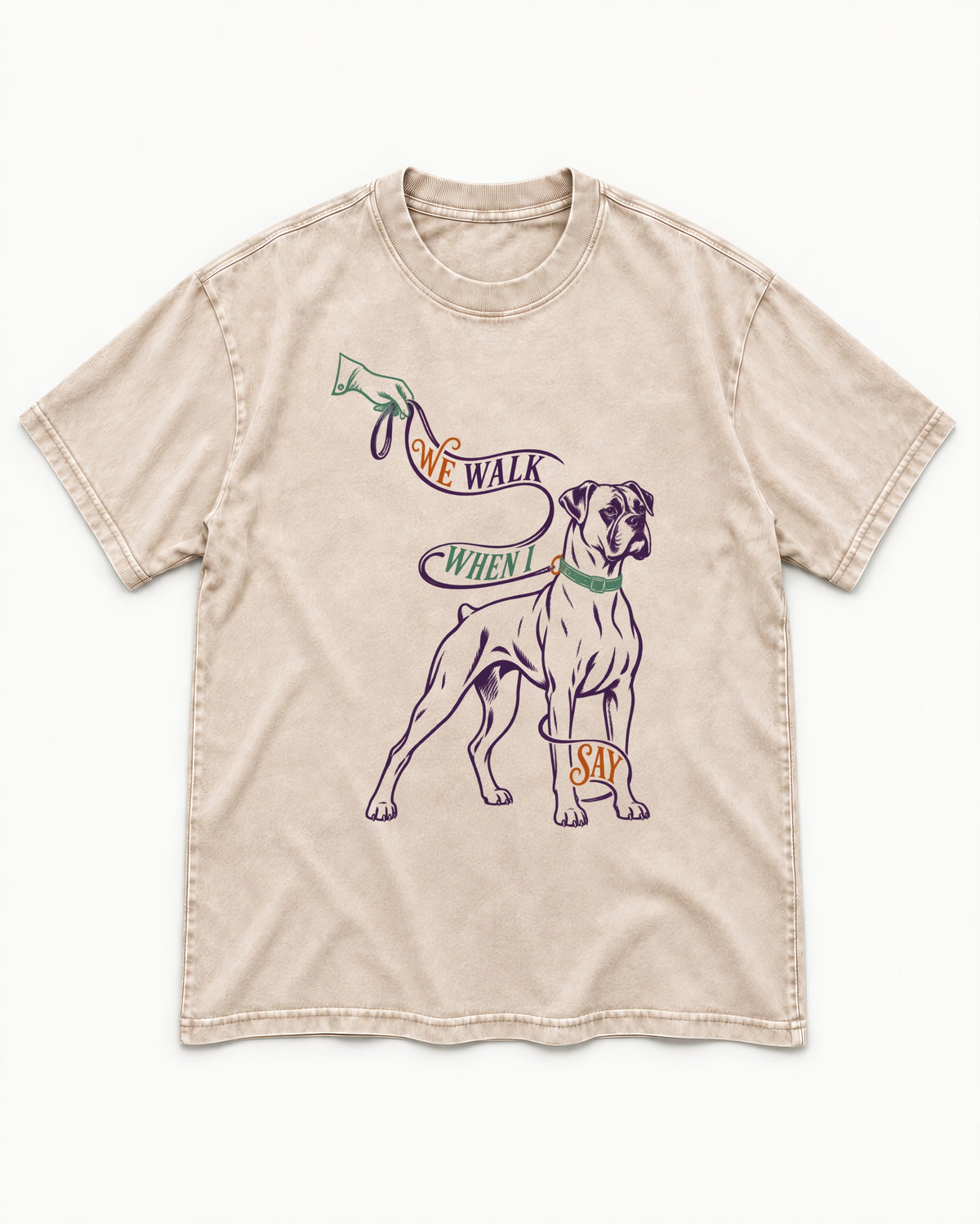 Boxer When I Say Washed Tee in Apricot, flat lay product photo