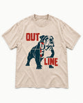 English Bulldog Out of Line Washed Tee in Apricot, flat lay product photo