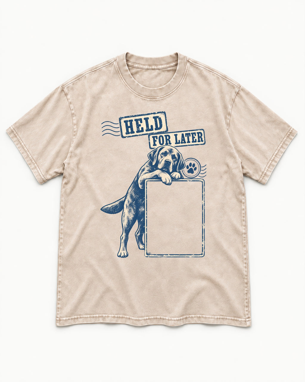 Held for Later Labrador Retriever Washed Tee in Apricot, flat lay product photo