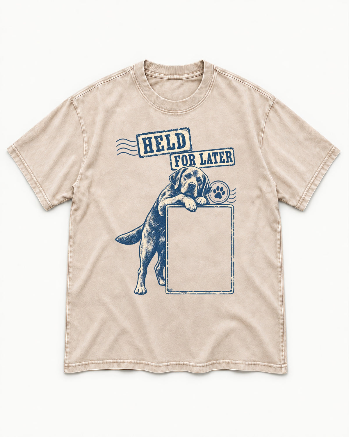Held for Later Labrador Retriever Washed Tee in Apricot, flat lay product photo