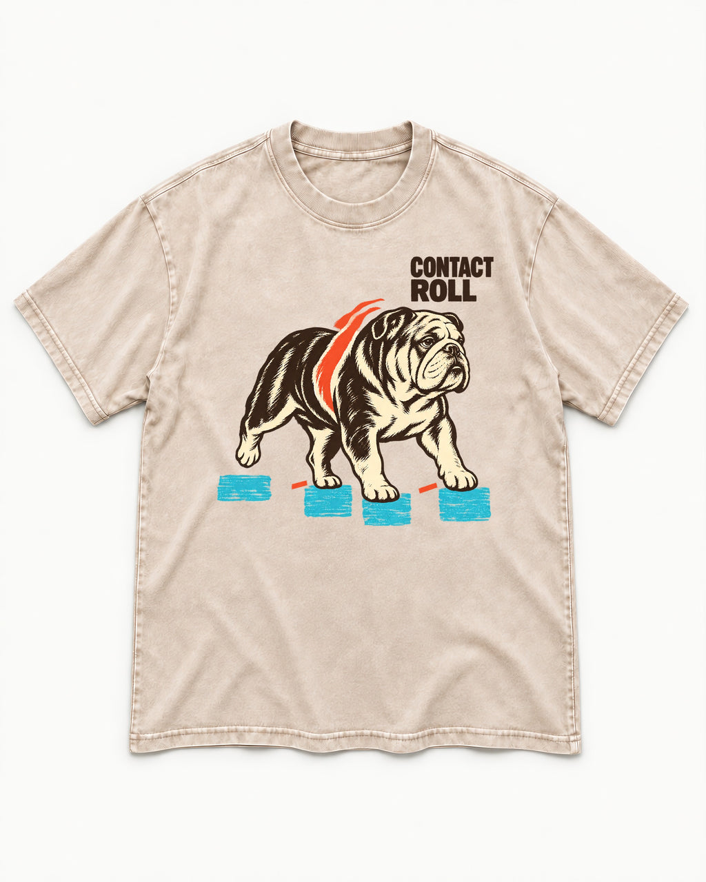Contact Roll English Bulldog Washed Tee in Apricot, flat lay product photo