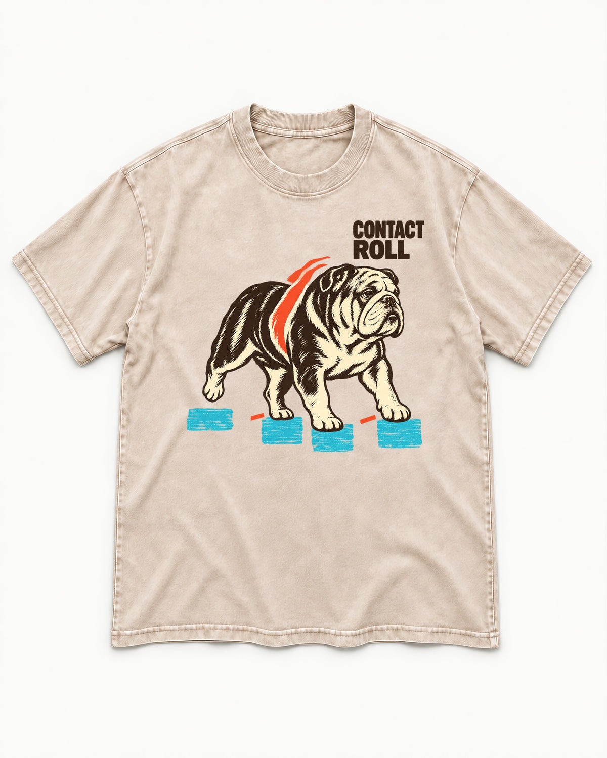 Contact Roll English Bulldog Washed Tee in Apricot, flat lay product photo
