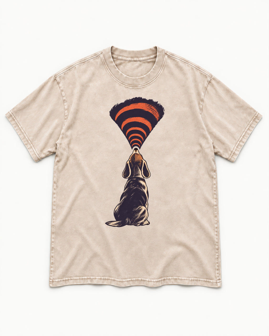 Beagle Broadcast Washed Tee in Apricot, flat lay product photo