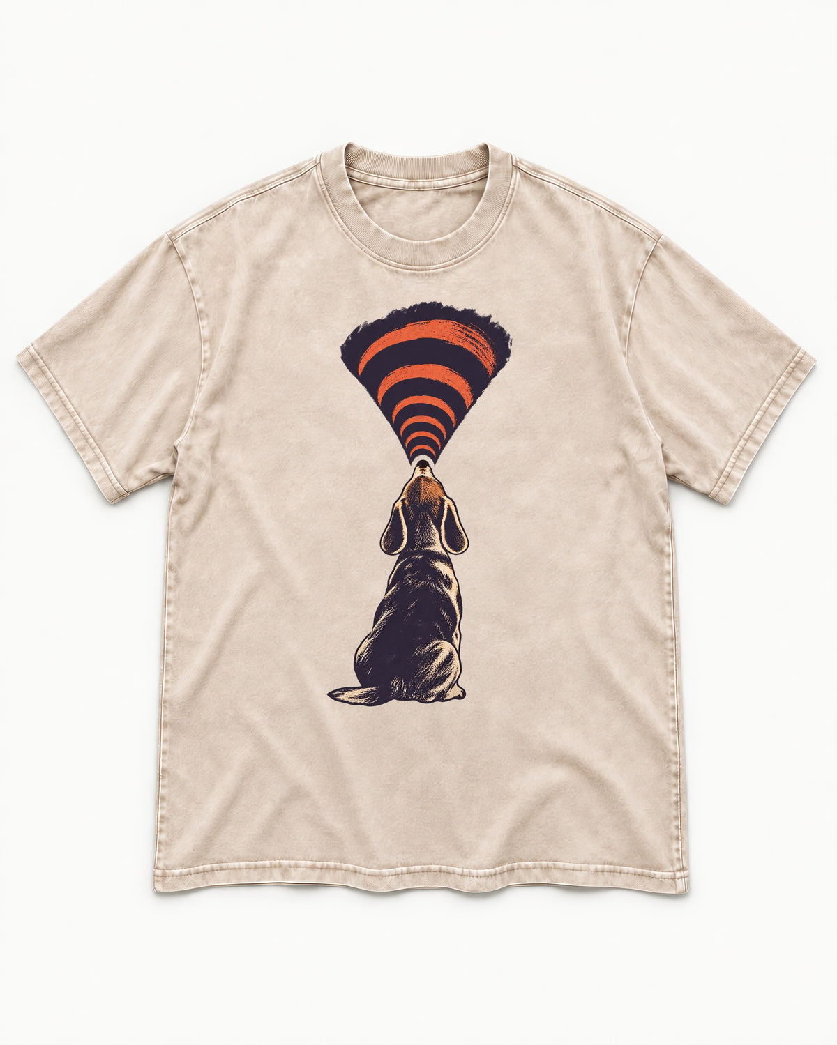 Beagle Broadcast Washed Tee in Apricot, flat lay product photo