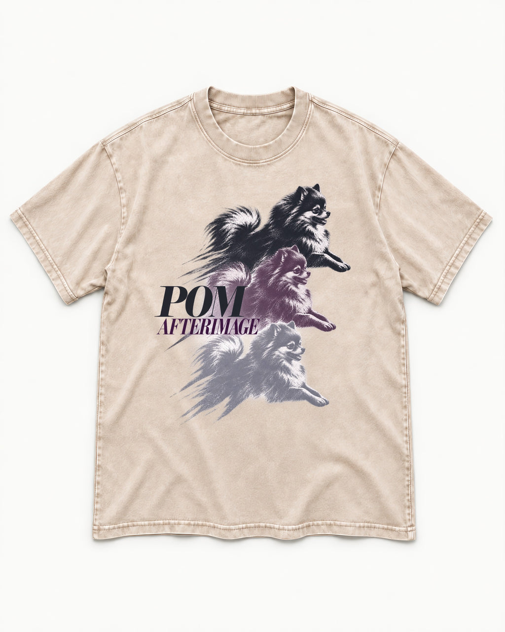 Pomeranian Afterimage Washed Tee in Apricot, flat lay product photo