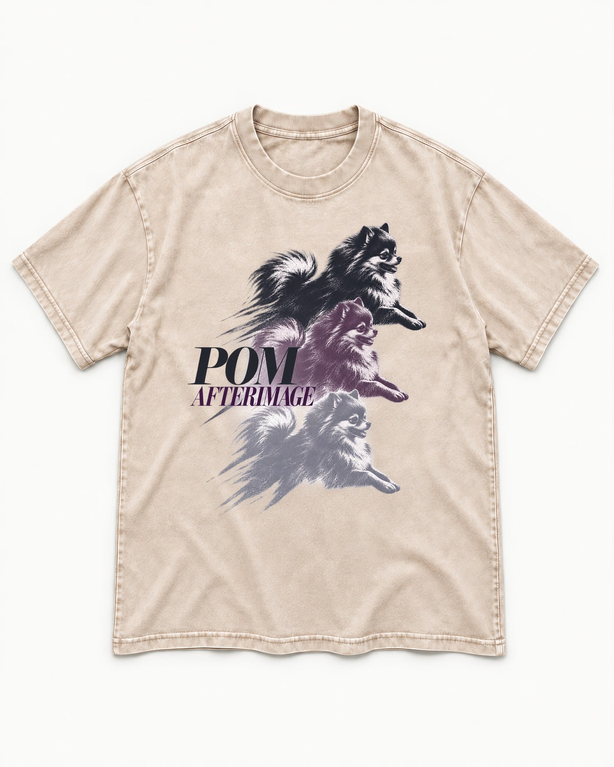 Pomeranian Afterimage Washed Tee in Apricot, flat lay product photo