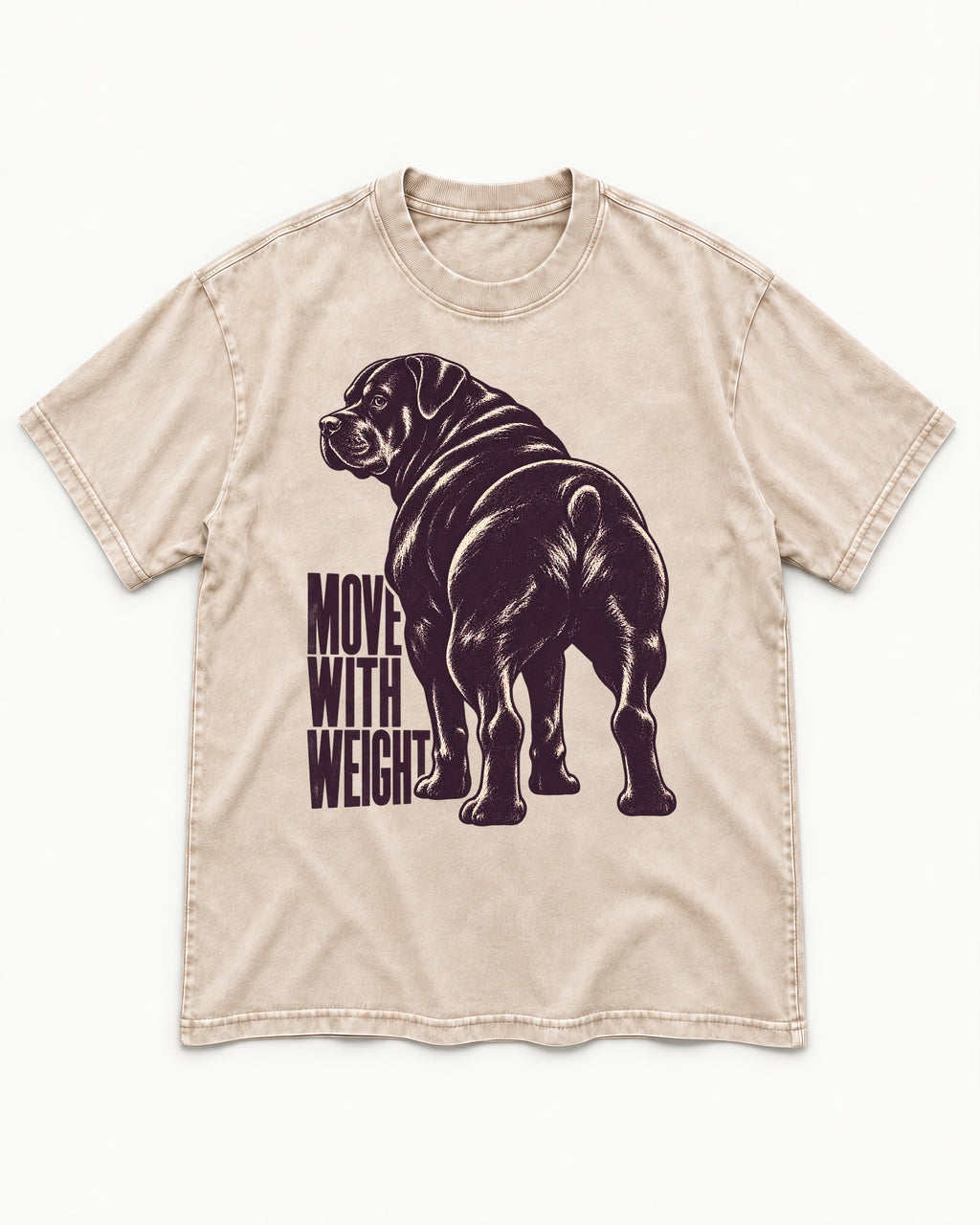 Rottweiler Moves with Weight Washed Tee in Apricot, flat lay product photo