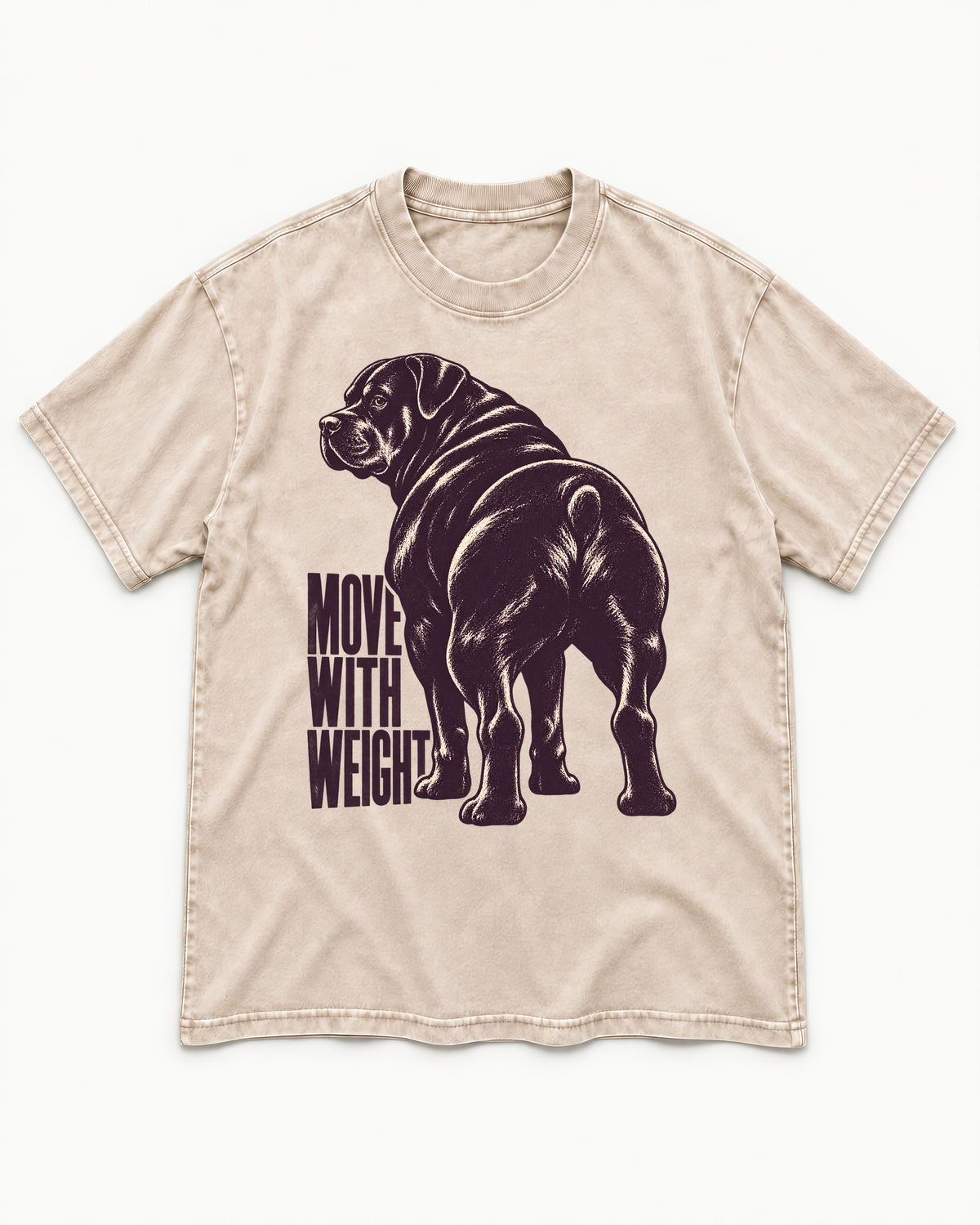 Rottweiler Moves with Weight Washed Tee in Apricot, flat lay product photo