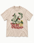 Ruby Not Required for Husky Washed Tee in Apricot, flat lay product photo