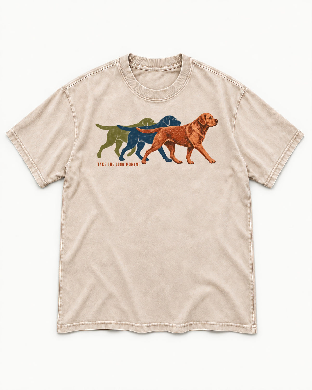 Take the Long Moment Labrador Retriever Washed Tee in Apricot, flat lay product photo