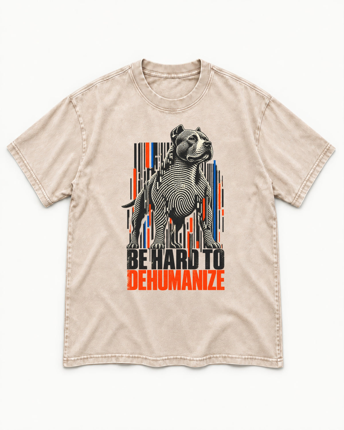 Pitbull Hard to Dehumanize Washed Tee in Apricot, flat lay product photo