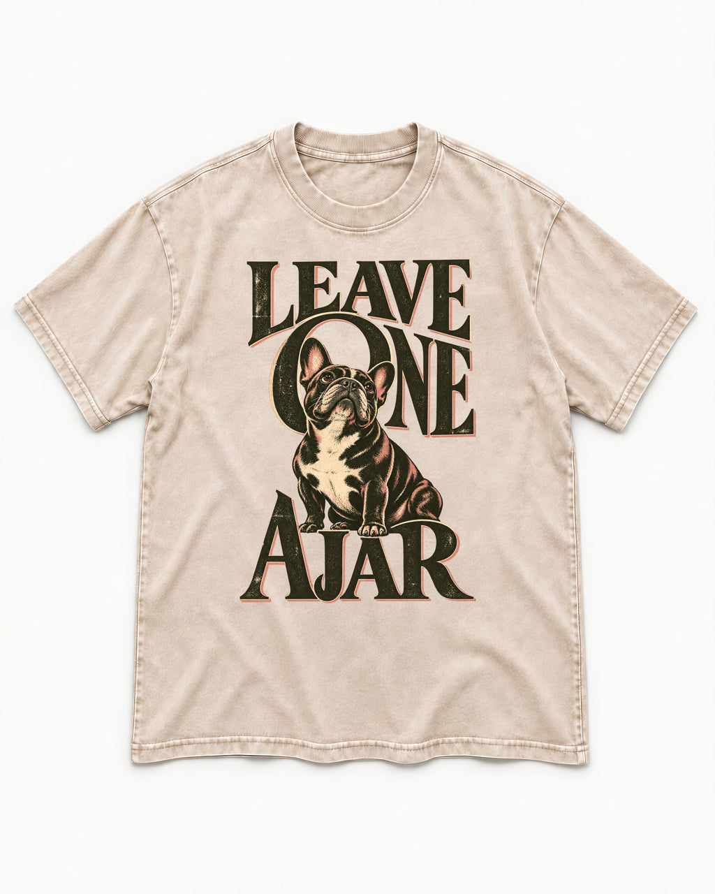 Leave One Ajar for Frenchie Washed Tee in Apricot, flat lay product photo