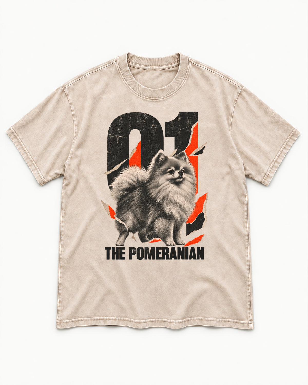 The Pomeranian Washed Tee in Apricot, flat lay product photo
