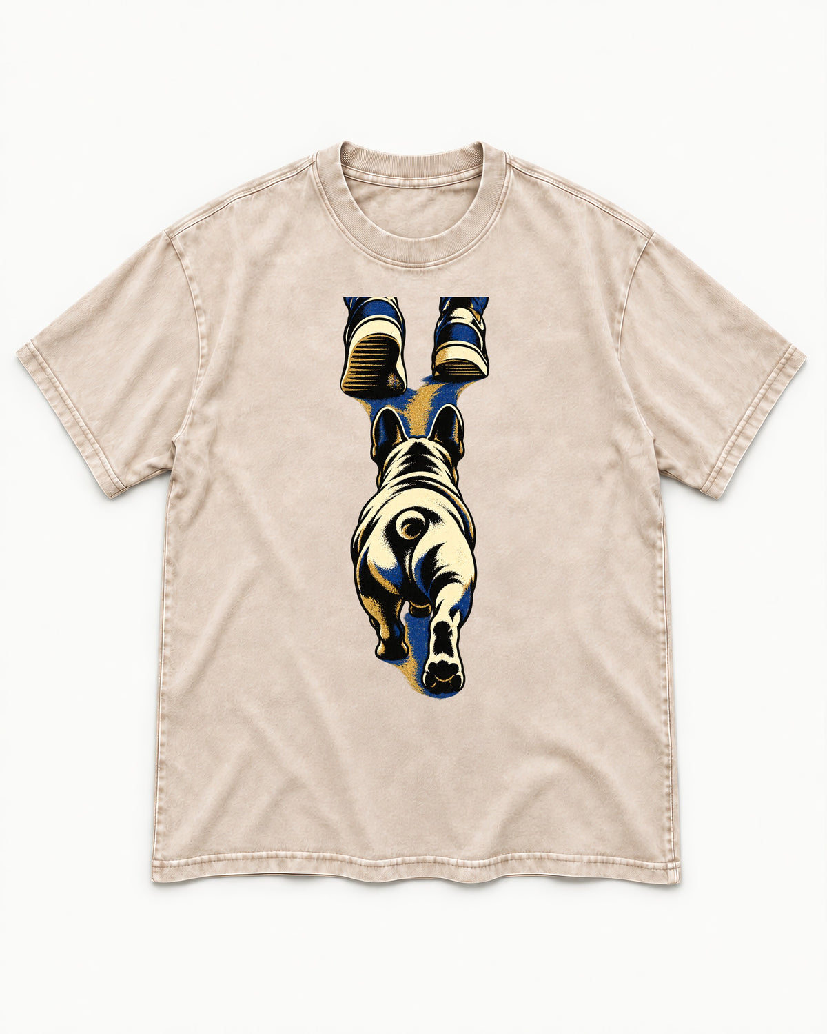 Frenchie Wherever I Go Washed Tee in Apricot, flat lay product photo