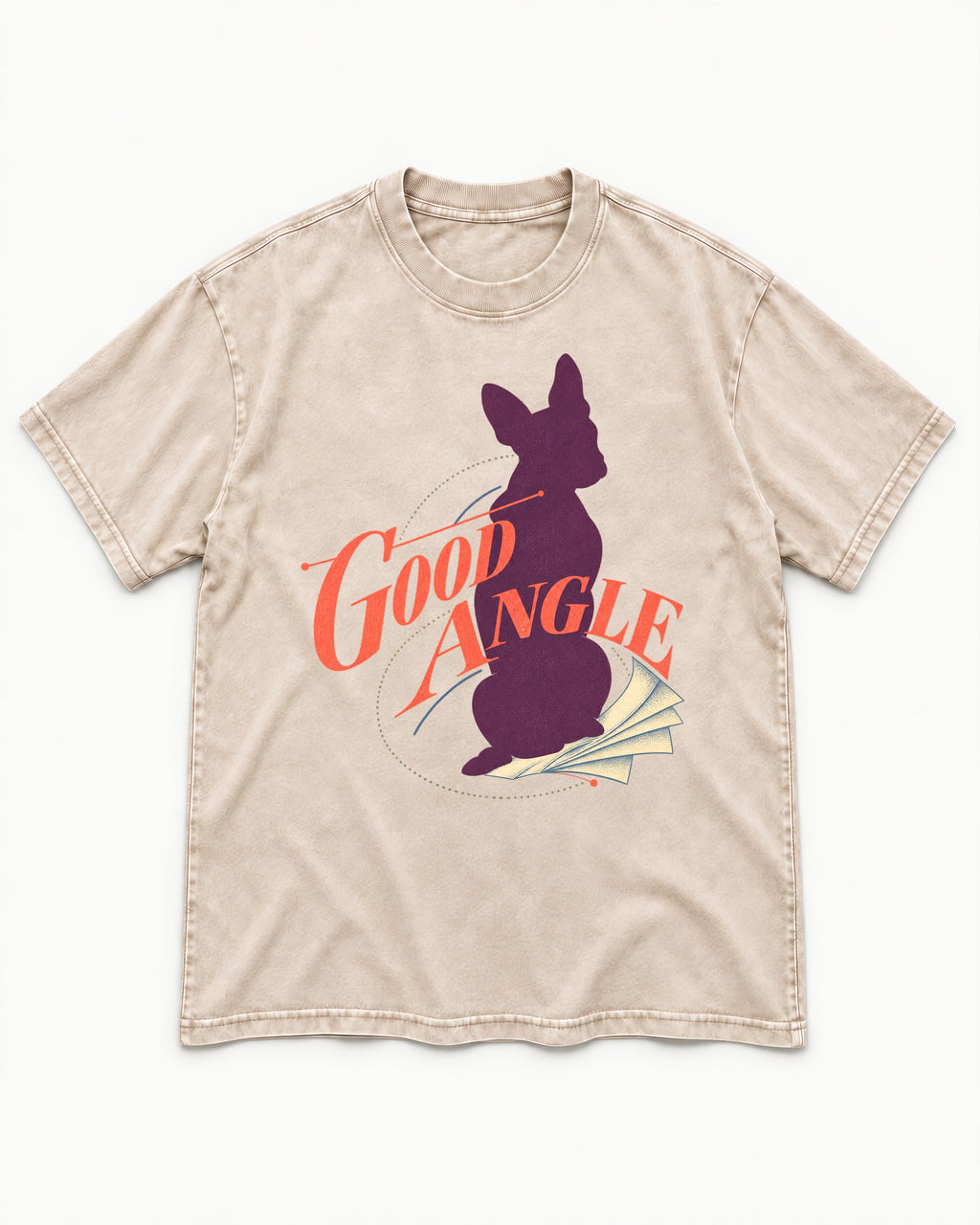 Good Angle Boston Terrier Paper Graphic Washed Tee in Apricot, flat lay product photo